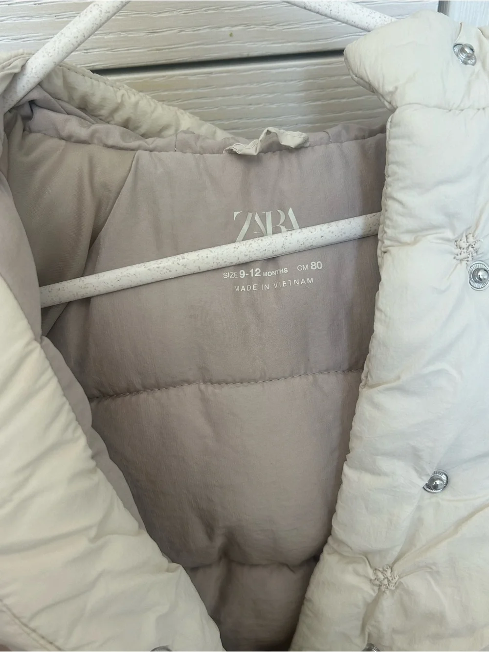 Zara Cream Quilted Puffer Jacket for Kids